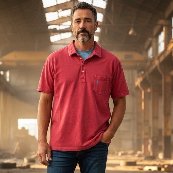 johnnie-O Other - Johnnie-O Mens Red Short Sleeve Cotton Polo Shirt Surfer Logo Pocket Size L